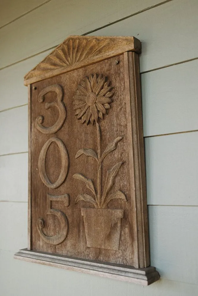 Carved 305 house number